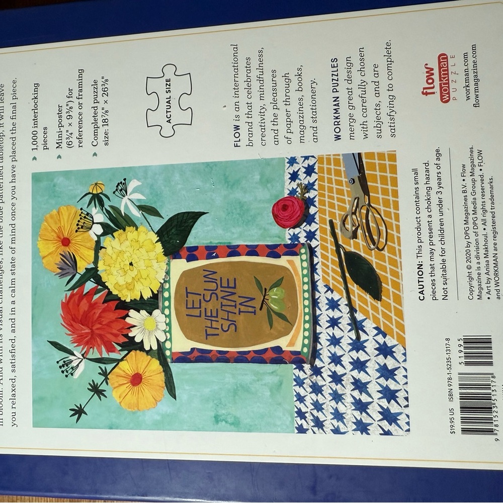 Flow 1000 Piece Puzzle with Floral Design - Picture 3 of 3